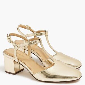 J.Crew Gold Y-Strap Heels 6.5